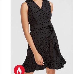 NWT EXPRESS BELTED POLKA DOT TAFFETA WRAP DRESS
